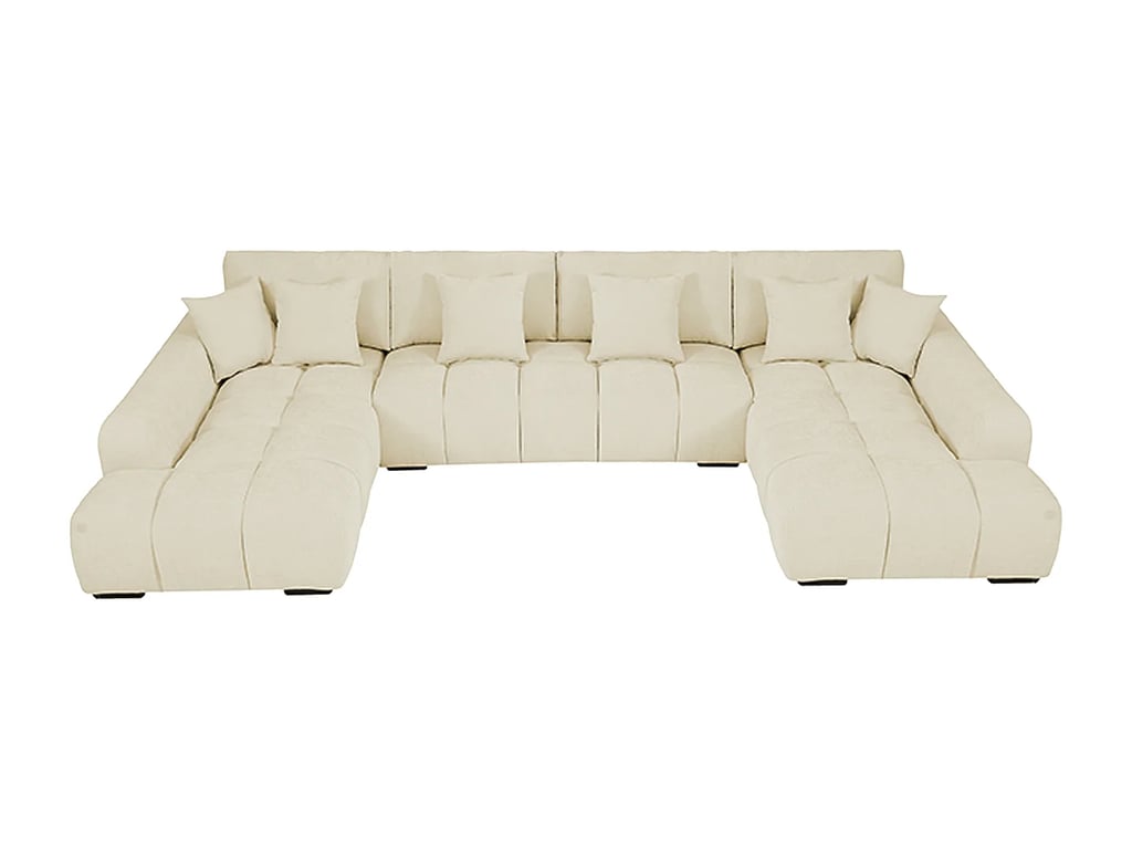 Berenia canapé panoramique 7 places tissu texturé beige - Vue supplémentaire 2