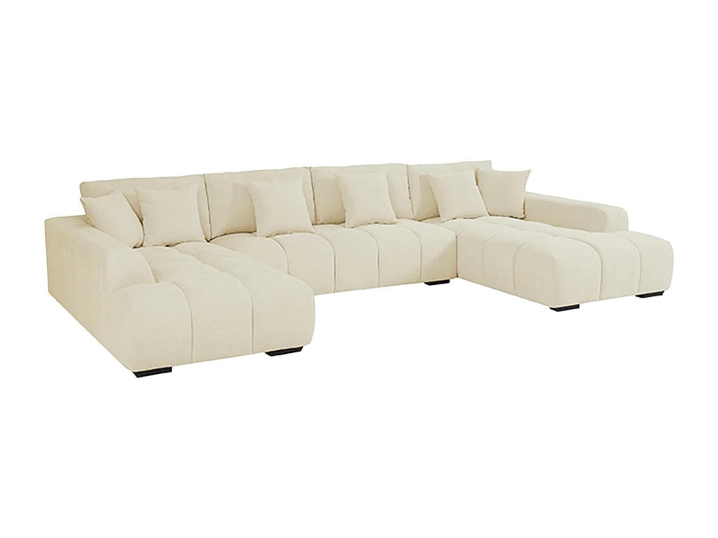 Berenia canapé panoramique 7 places tissu texturé beige - Vue supplémentaire 3