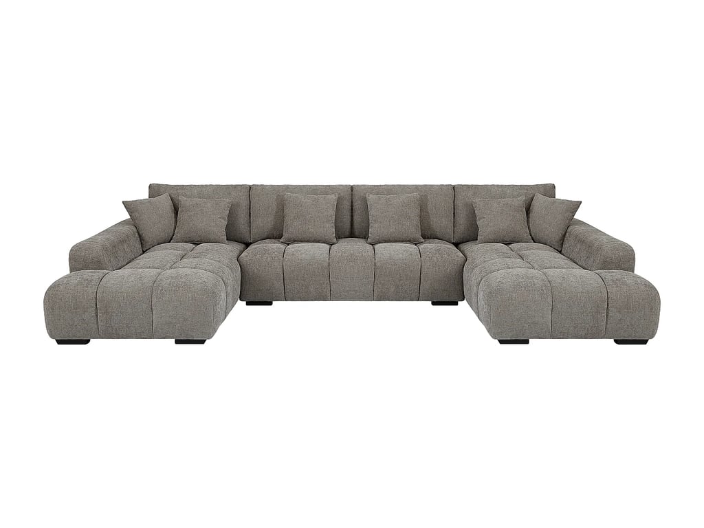 Berenia canapé panoramique 7 places tissu texturé gris - Vue supplémentaire 2
