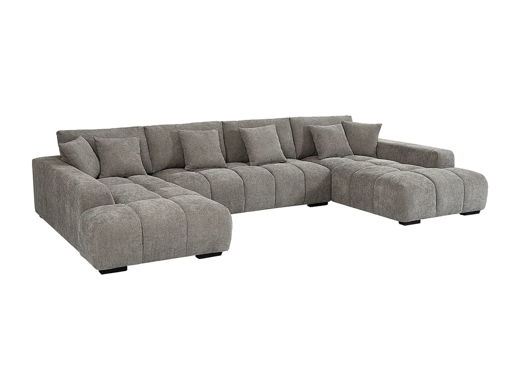 Berenia canapé panoramique 7 places tissu texturé gris - Vue supplémentaire 3