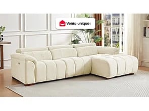 Molpica canapé d'angle droit 5 places tissu beige relax électrique - Vue supplémentaire 1