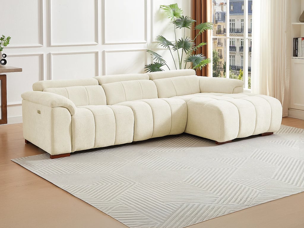 Molpica canapé d'angle droit 5 places tissu beige relax électrique - Vue supplémentaire 2