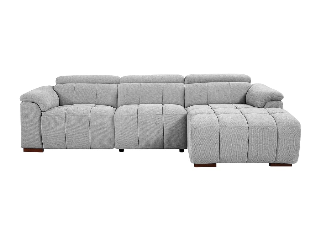Molpica canapé d'angle droit 5 places tissu clair gris relax électrique - Vue supplémentaire 2
