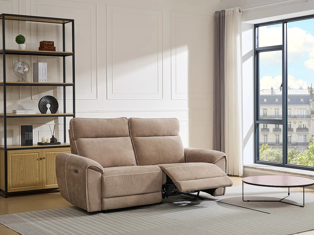 Djaralo canapé 3 places tissu marron relax électrique - Vue supplémentaire 1