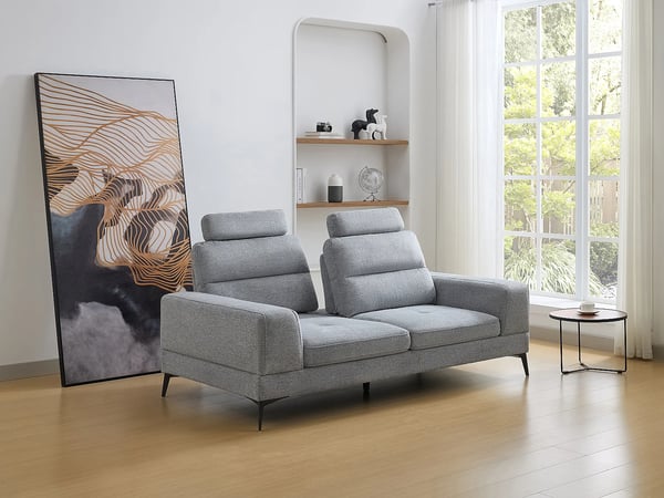 Udalio - Canapé 3 places tissu texturé gris dossier avance-recule