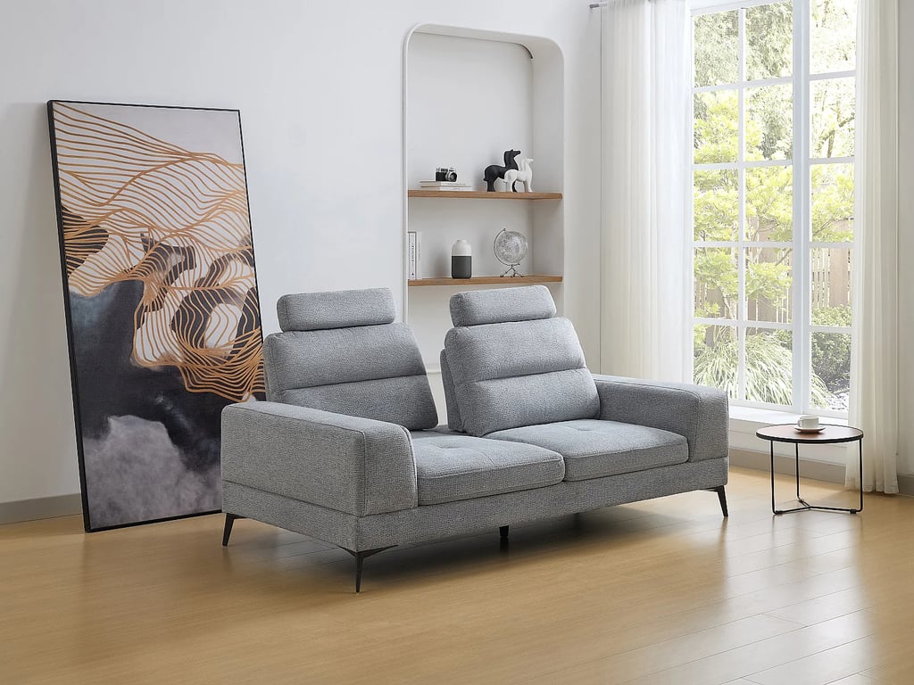 Canapé 3 places en tissu texturé gris avec dossier avance-recule UDALIO