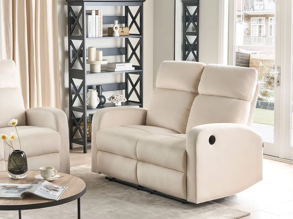 Verdal canapé 2 places velours beige relax électrique