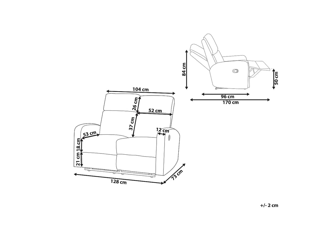 Verdal canapé 2 places velours beige relax électrique - Vue supplémentaire 2