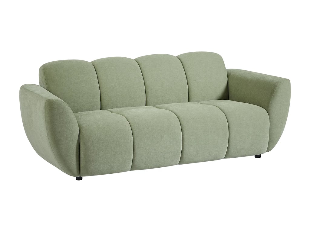 Julori canapé 3 places tissu effet matelassé vert - Vue supplémentaire 2