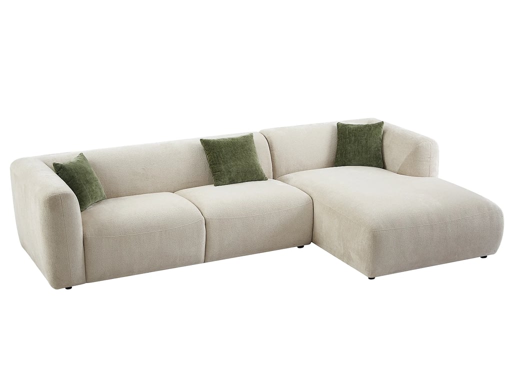 Tancavo canapé d'angle droit 5 places tissu beige - Vue supplémentaire 1