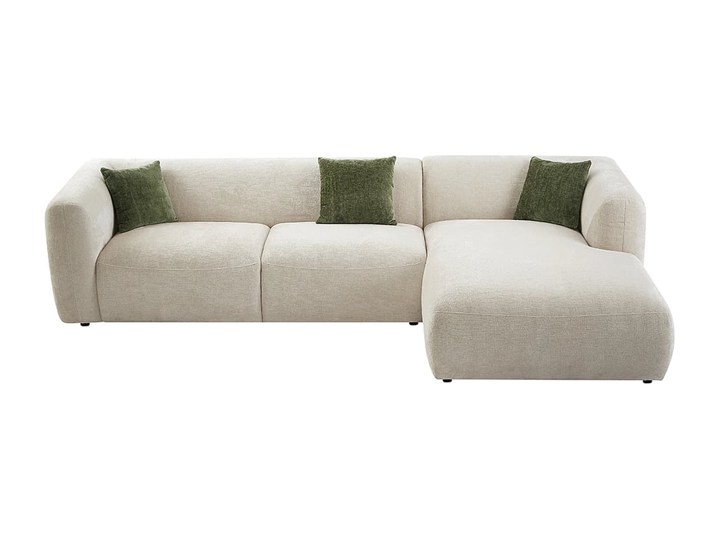 Tancavo canapé d'angle droit 5 places tissu beige - Vue supplémentaire 2