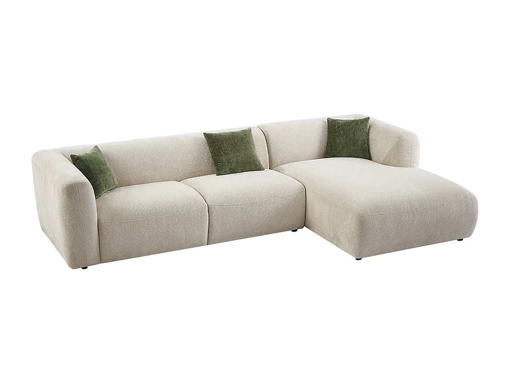 Tancavo canapé d'angle droit 5 places tissu beige - Vue supplémentaire 3