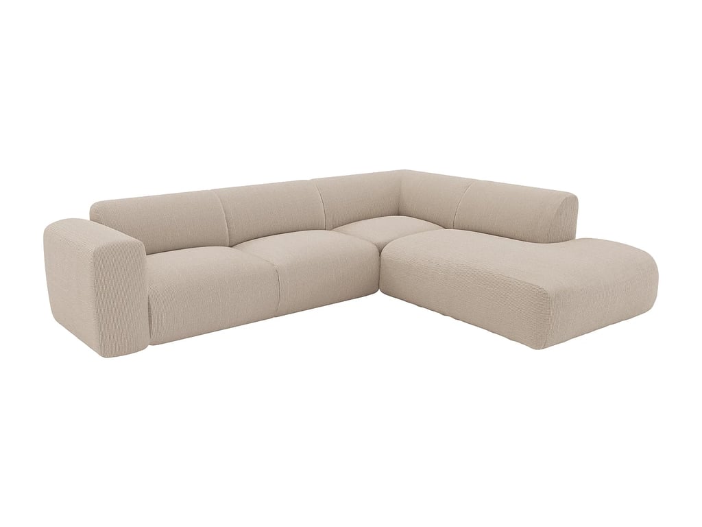 Pogni canapé d'angle droit 6 places velours côtelé beige - Vue supplémentaire 3
