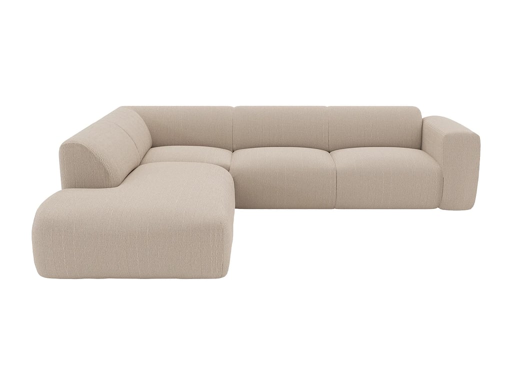 Pogni canapé d'angle gauche 6 places velours côtelé beige - Vue supplémentaire 1