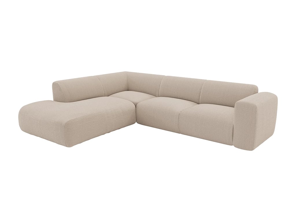 Pogni canapé d'angle gauche 6 places velours côtelé beige - Vue supplémentaire 2