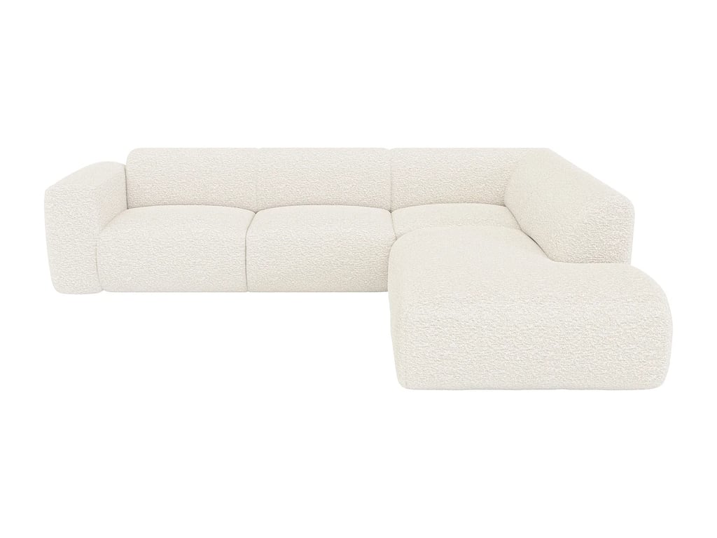 Pogni canapé d'angle droit 6 places tissu bouclette blanc - Vue supplémentaire 3