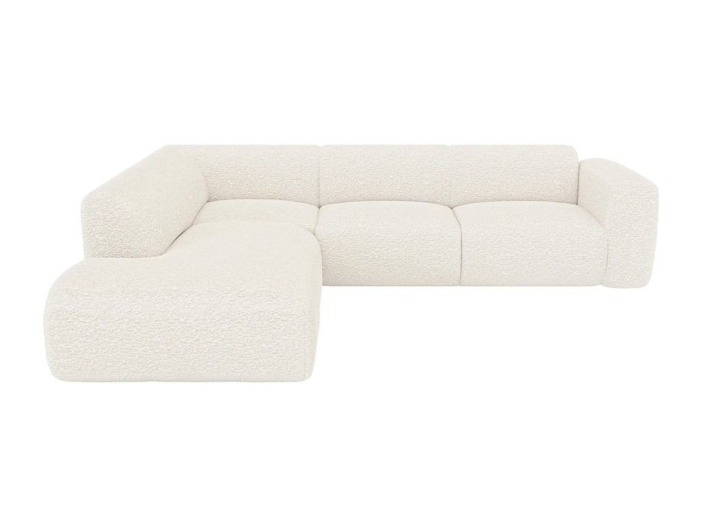Pogni canapé d'angle gauche 6 places tissu bouclette blanc - Vue supplémentaire 3