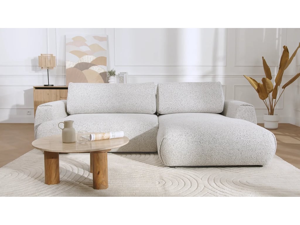Monelia canapé d'angle convertible gauche 4 places tissu chiné beige - Vue supplémentaire 1