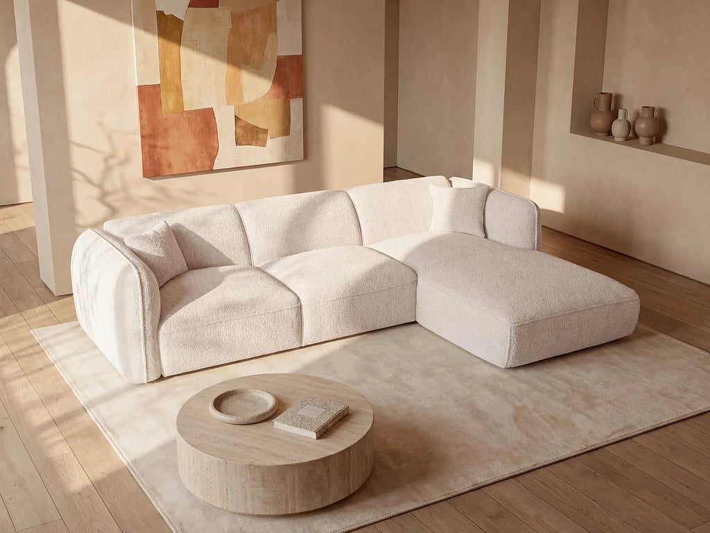 Produit similaire: Camilio canapé d'angle droit 5 places tissu texturé beige