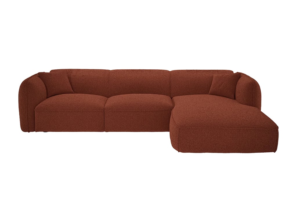 Camilio canapé d'angle droit 5 places tissu texturé terracotta - Vue supplémentaire 3