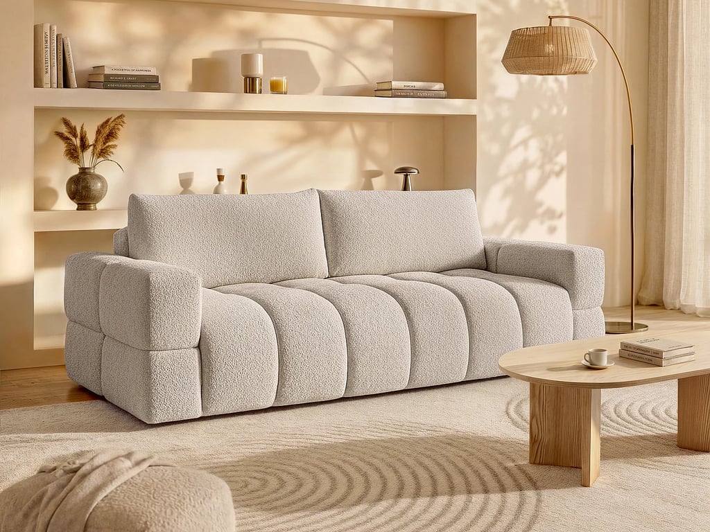 Produit similaire: Issoro canapé convertible 3 places tissu bouclette ii beige