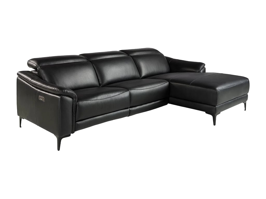 6205 - Canapé d'angle relax 5 places cuir noir - Vue supplémentaire 1