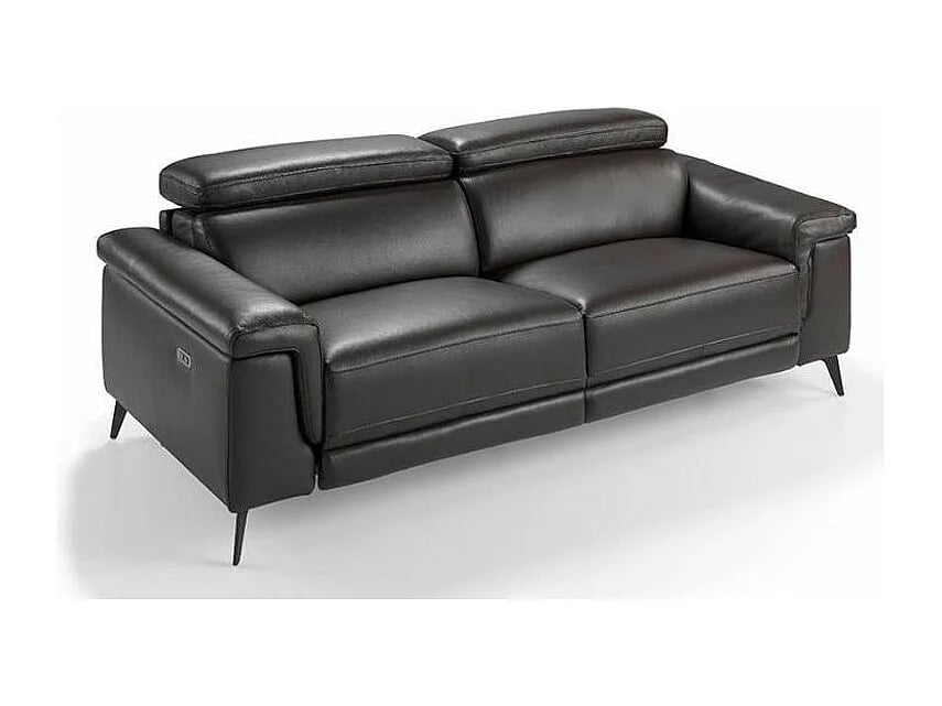 Alavy canapé 3 places cuir marron relax électrique - Vue supplémentaire 1