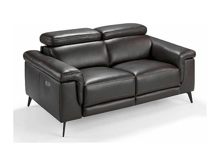 Alavy canapé 2 places cuir marron relax électrique - Vue supplémentaire 1