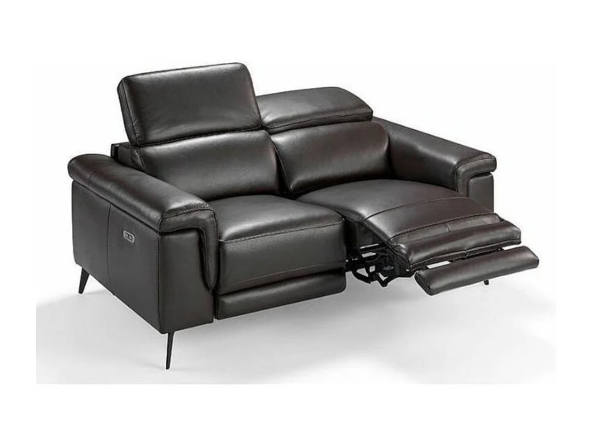 Alavy canapé 2 places cuir marron relax électrique - Vue supplémentaire 2