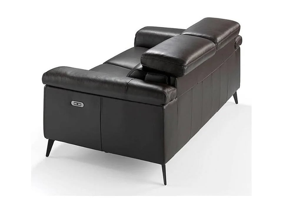 Alavy canapé 2 places cuir marron relax électrique - Vue supplémentaire 3