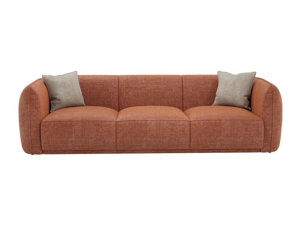 Juneti canapé 3 places tissu chenille terracotta - Vue supplémentaire 2