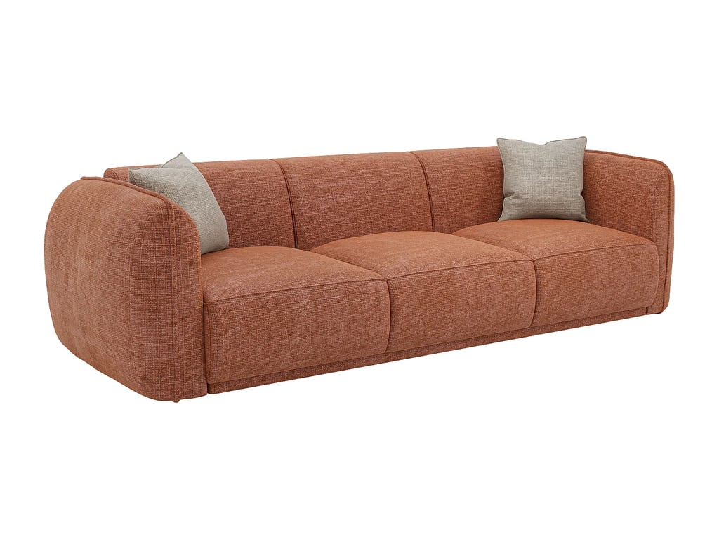 Juneti canapé 3 places tissu chenille terracotta - Vue supplémentaire 3