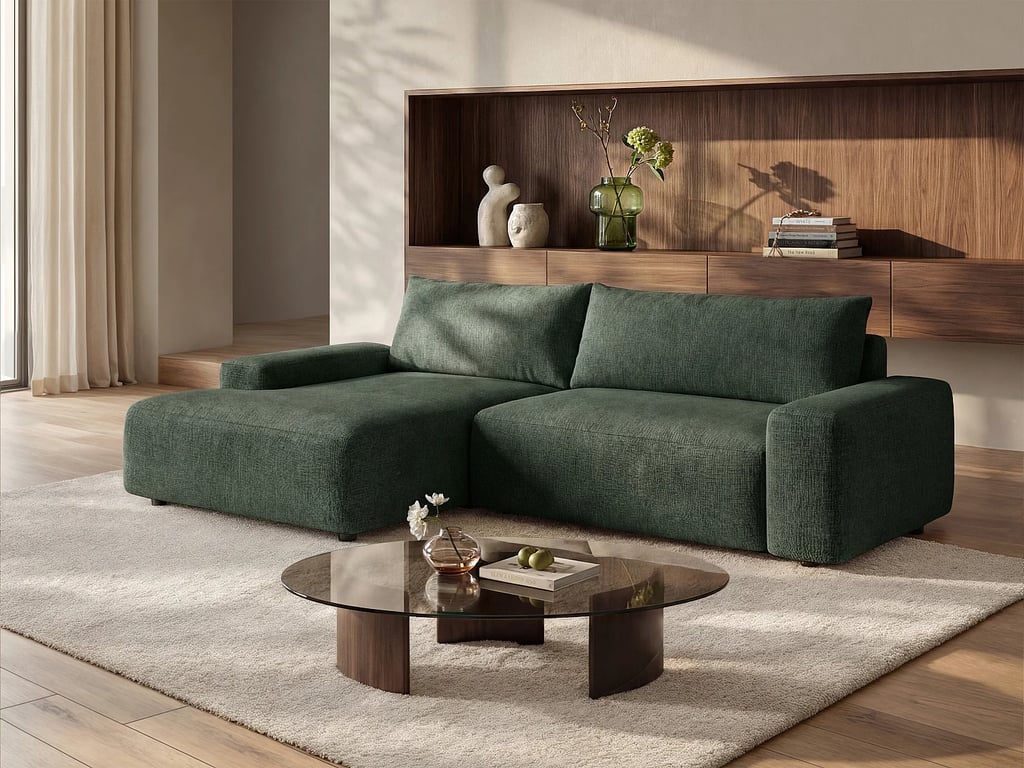 Produit similaire: Daviso canapé d'angle convertible gauche 4 places tissu texturé vert