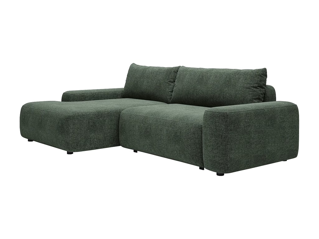 Daviso canapé d'angle convertible gauche 4 places tissu texturé vert - Vue supplémentaire 3