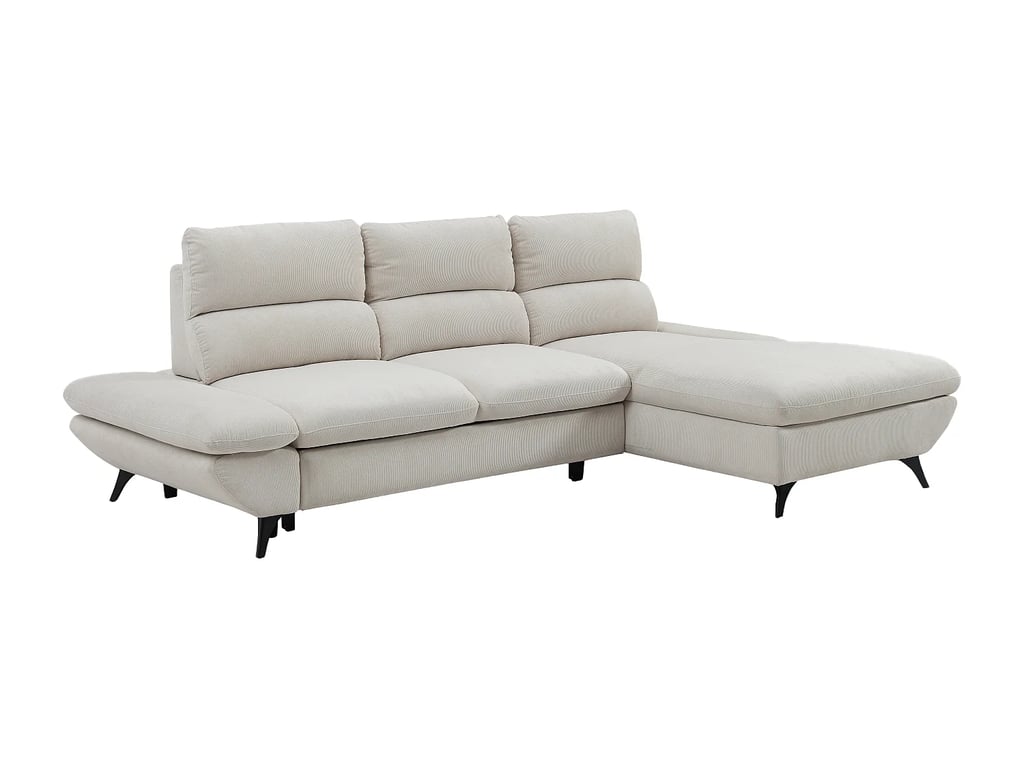Liori - Canapé d'angle convertible droit 5 places velours côtelé beige dossier avance-recule - Vue supplémentaire 3