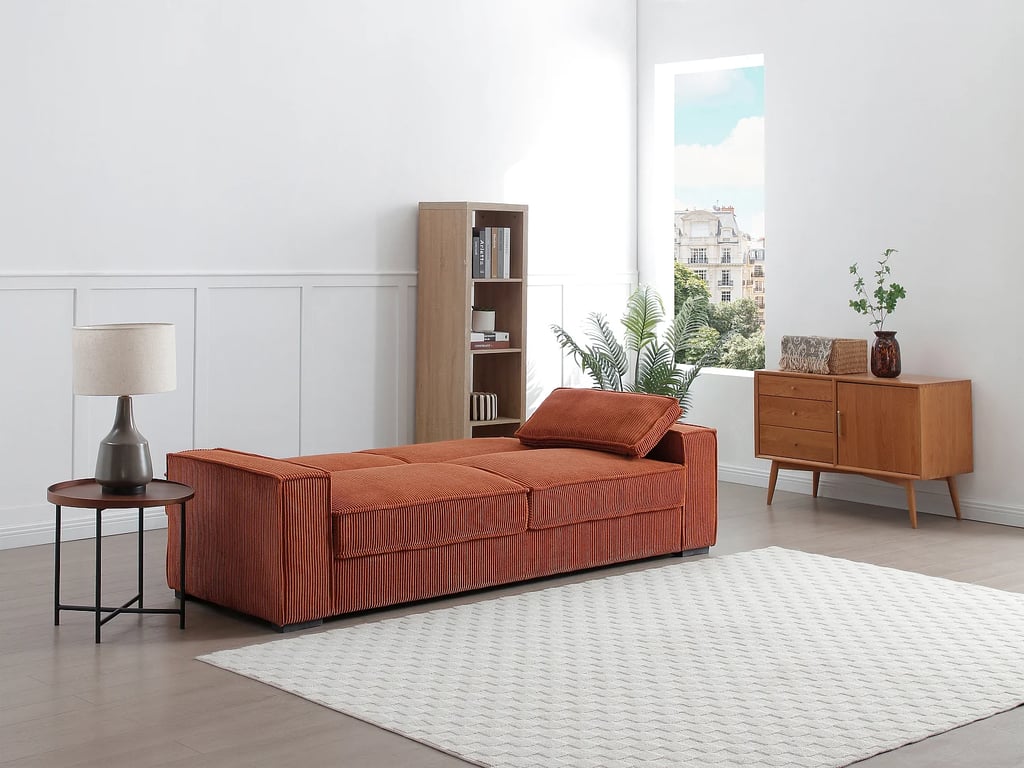Finoro canapé convertible 3 places velours côtelé terracotta - Vue supplémentaire 1