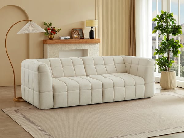 Nelosa canapé 3 places tissu texturé beige relax électrique