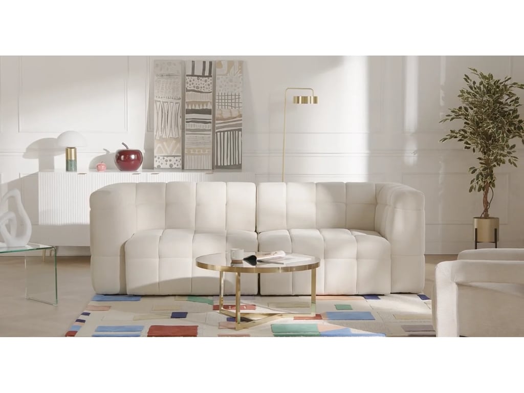 Nelosa canapé 3 places tissu texturé beige relax électrique - Vue supplémentaire 1