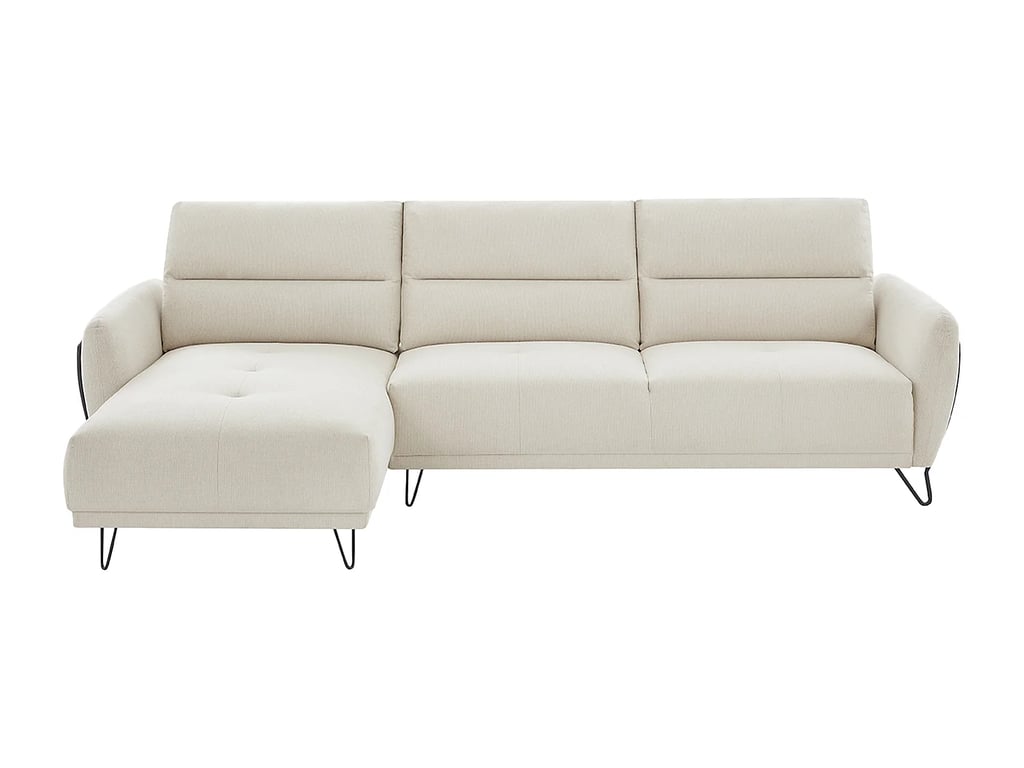 Durima - Canapé d'angle gauche 5 places tissu texturé beige dossier avance-recule - Vue supplémentaire 1