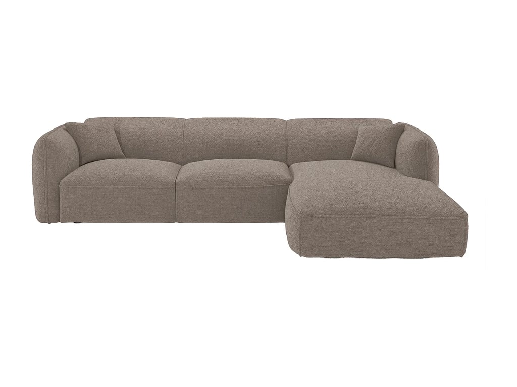 Camilio canapé d'angle droit 5 places tissu texturé taupe - Vue supplémentaire 3
