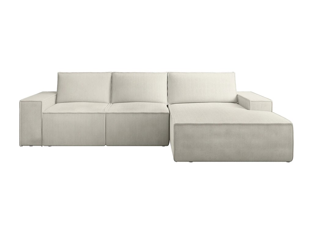 Amelia canapé d'angle convertible droit 5 places velours côtelé beige - Vue supplémentaire 1