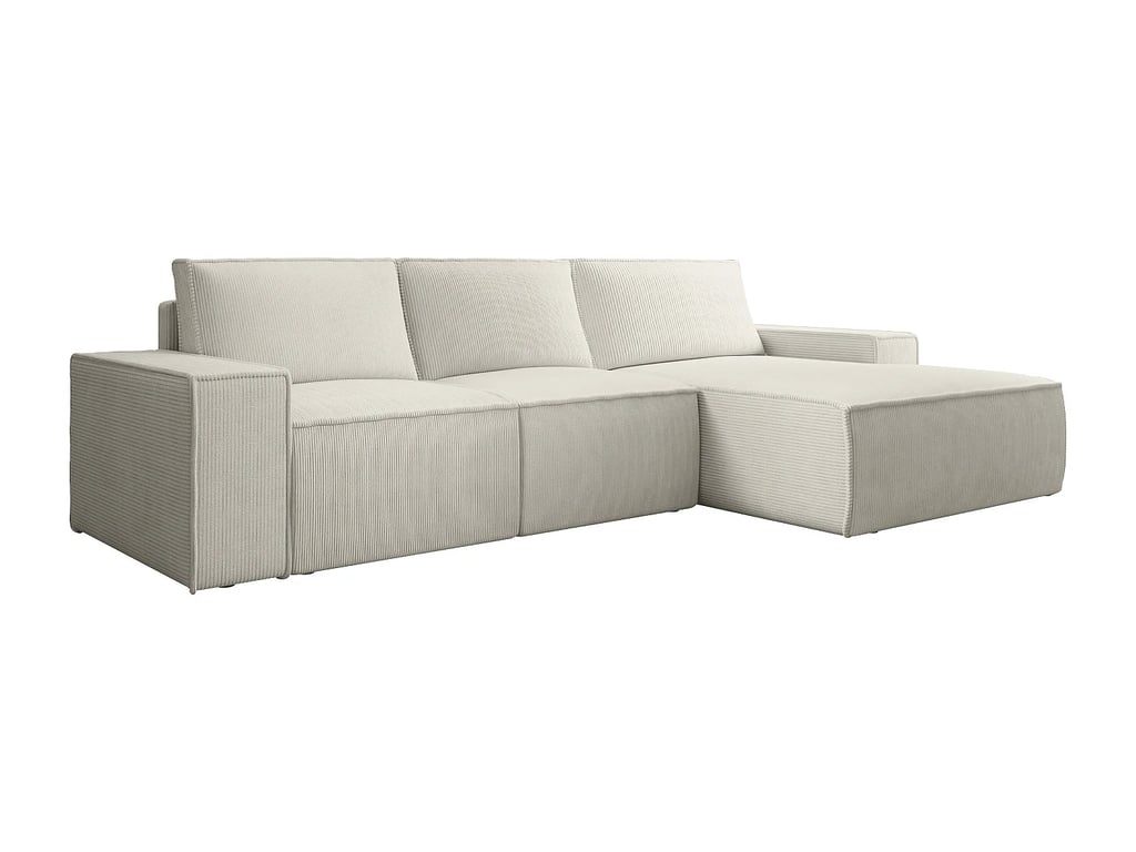Amelia canapé d'angle convertible droit 5 places velours côtelé beige - Vue supplémentaire 2