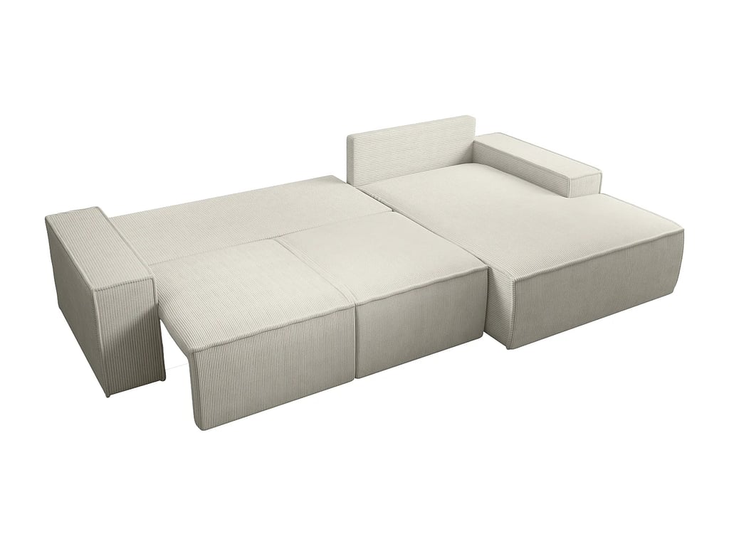 Amelia canapé d'angle convertible droit 5 places velours côtelé beige - Vue supplémentaire 3
