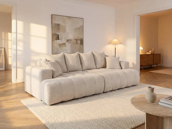 Motino - Canapé 4 places tissu texturé beige