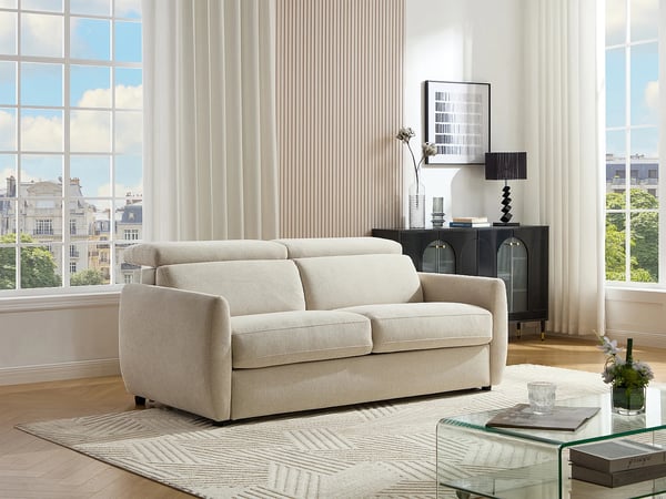 Sovali canapé convertible 3 places tissu beige