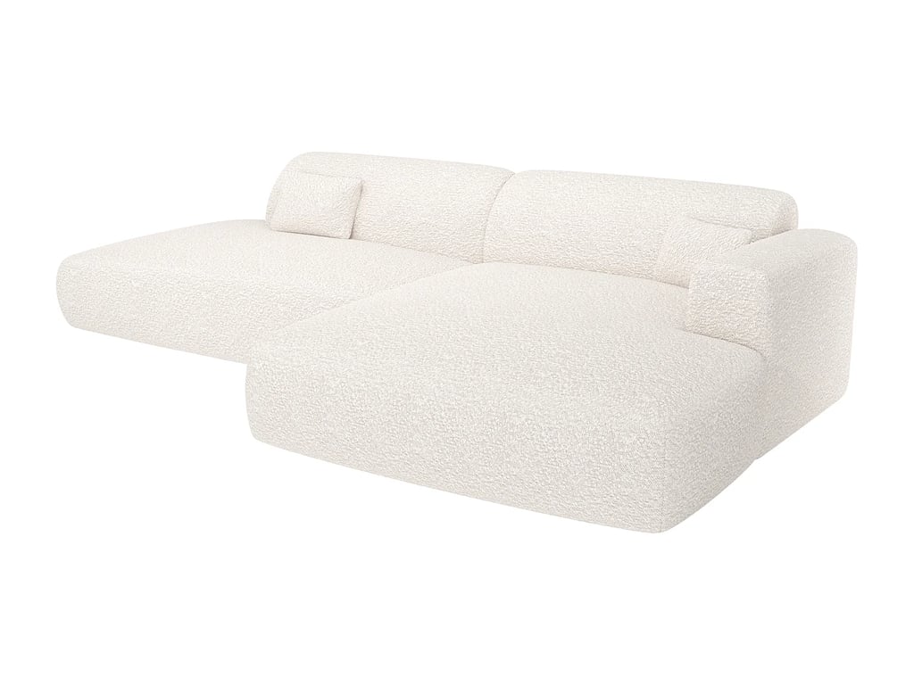 Pogni canapé d'angle droit 5 places tissu bouclette blanc - Vue supplémentaire 2