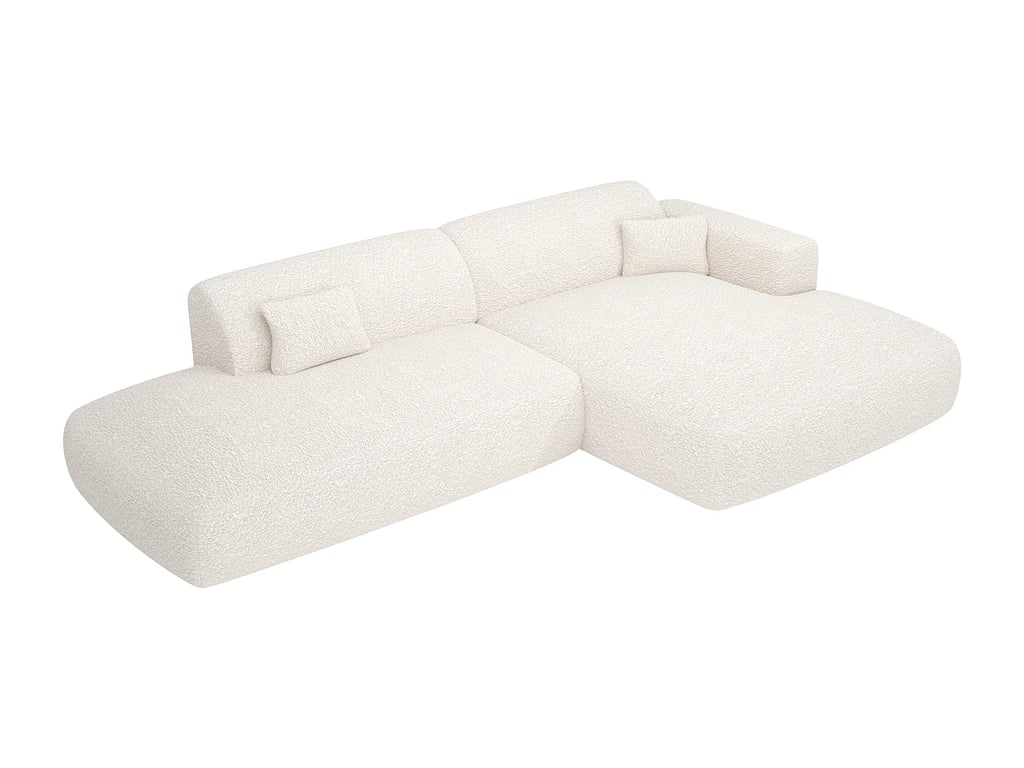 Pogni canapé d'angle droit 5 places tissu bouclette blanc - Vue supplémentaire 3