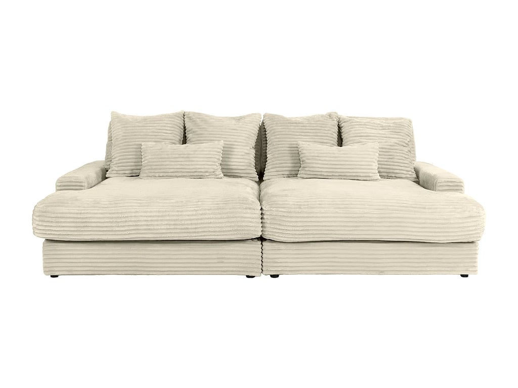 Calazo canapé 4 places assise profonde velours côtelé grosses côtes beige - Vue supplémentaire 2