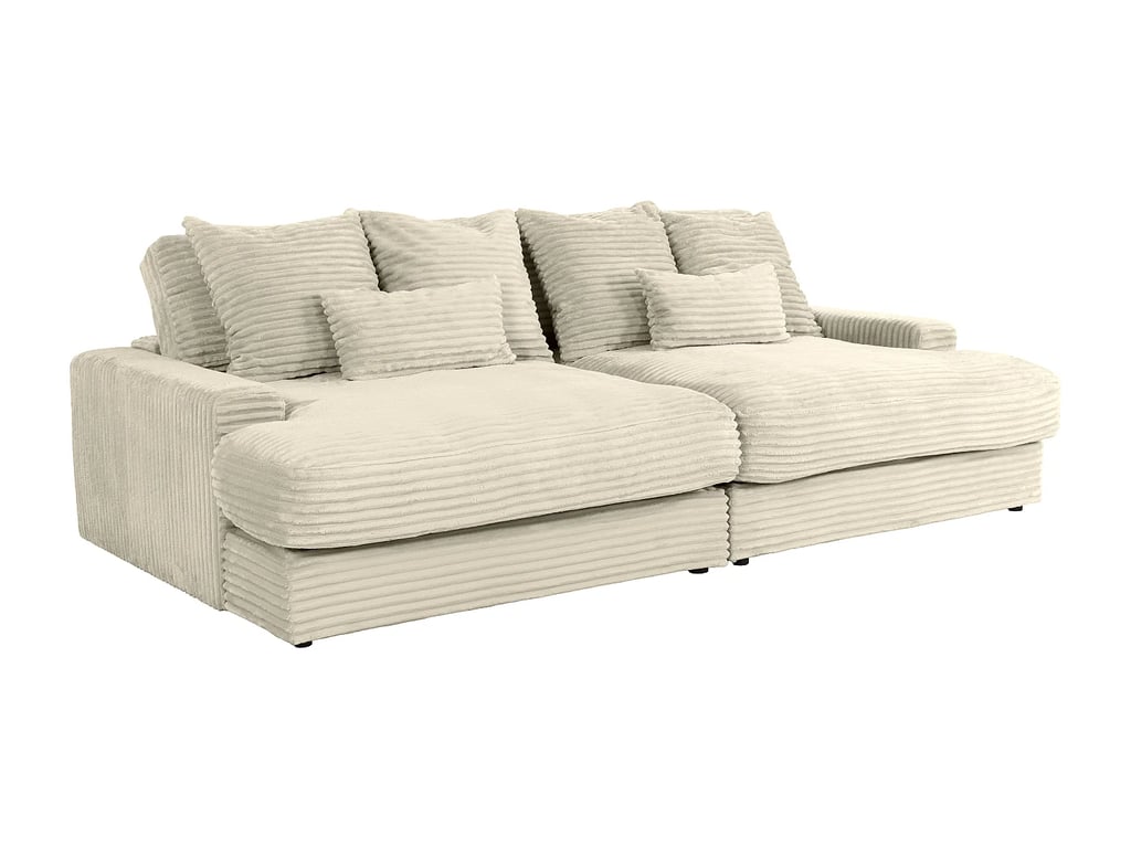 Calazo canapé 4 places assise profonde velours côtelé grosses côtes beige - Vue supplémentaire 3