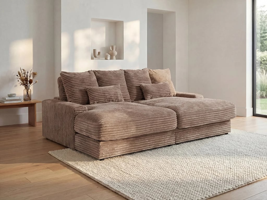 Produit similaire: Calazo canapé 3 places assise profonde velours côtelé taupe